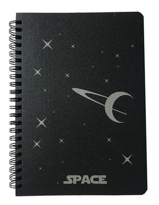 Space 14x20 cm PP Kapak Siyah Yaprak Spiralli Defter Düz 60 yp - 1