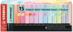 Stabilo 7015-02-5 Boss Original Fosforlu Kalem, Pastel 15 Li Set - STABILO