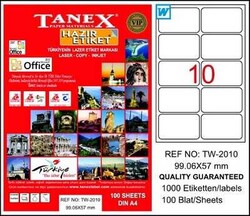 Tanex TW-2010 Beyaz Klasik Laser Etiket 99,06x57 mm 100 yp - 1