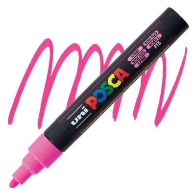 Uni-Ball Posca PC-5M 1.8-2.5 mm Su Bazlı Poster Markörü Floresan Pembe - 1