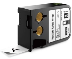 XTL Esnek Naylon Kablo Etiketi,24 mmx5,5 m,Beyaz/Siyah - DYMO